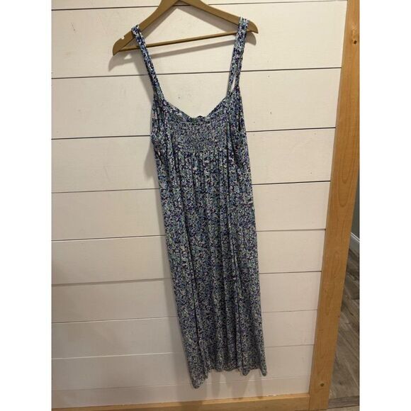 Zara Floral Print Maxi Dress Slit Smocked Back Sz XL - Picture 5 of 8